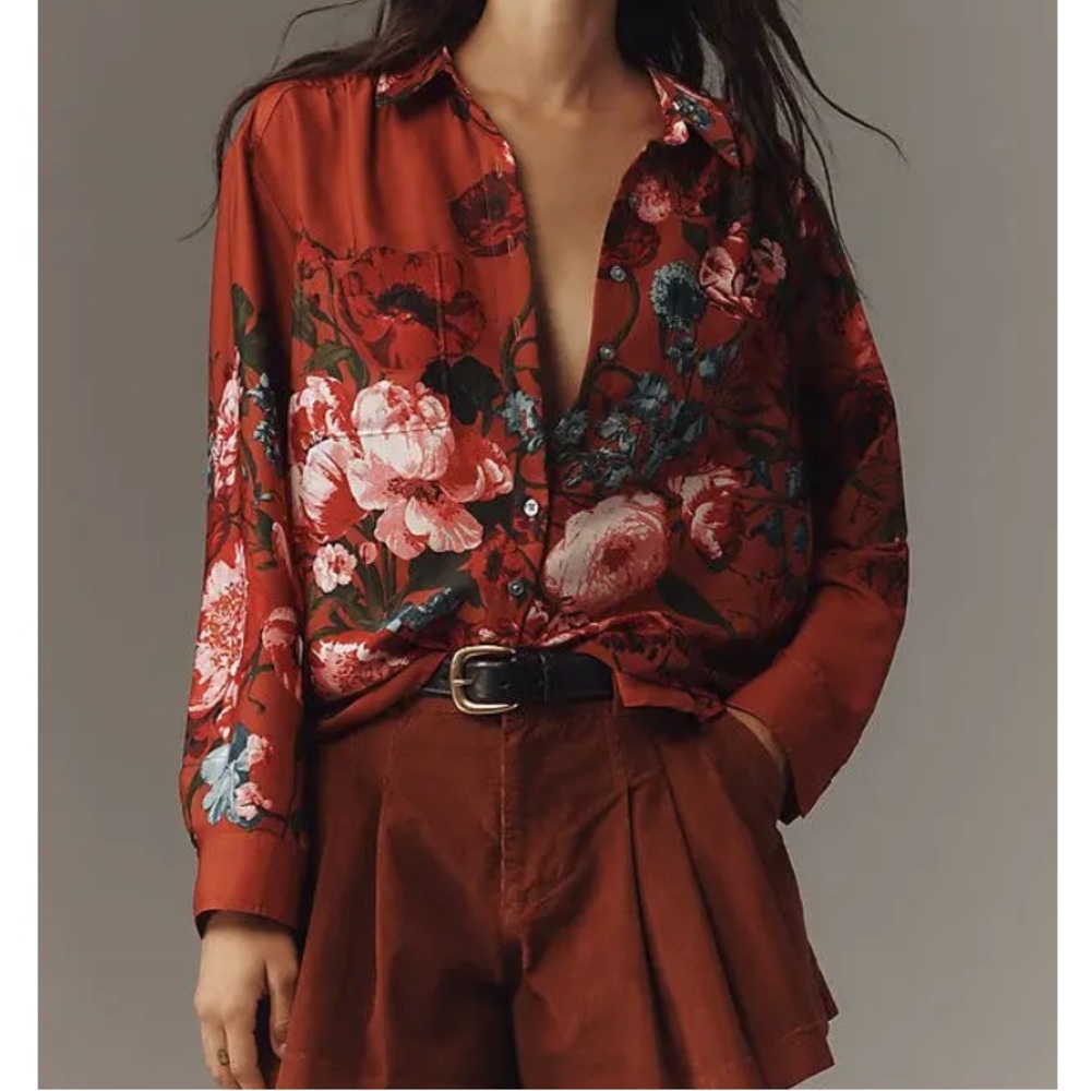 NWOT Anthropologie The Brielle Relaxed Buttondown Blouse